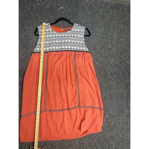 THML By Anthropologie Orange & Blue Embroidered Boho Dress SZ Large - Picture 6 of 7